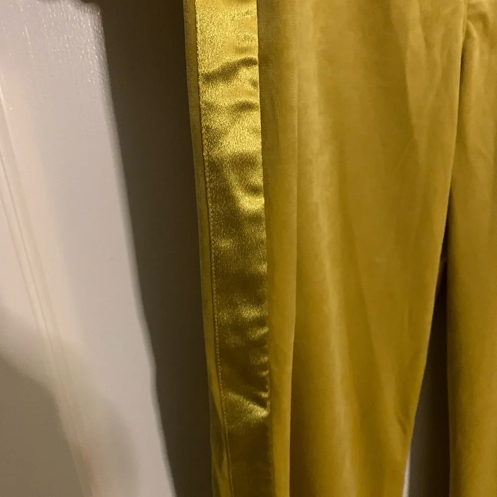 NWT Anthropologie Avec Les Filles Split-Front Mustard Velvet Pants, Womens Sz 16